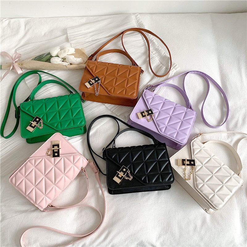 Quilted Diamond Solid Color Crossbody Bag