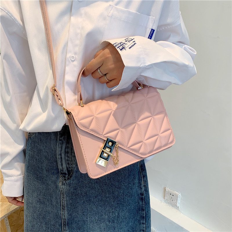Quilted Diamond Solid Color Crossbody Bag view 3