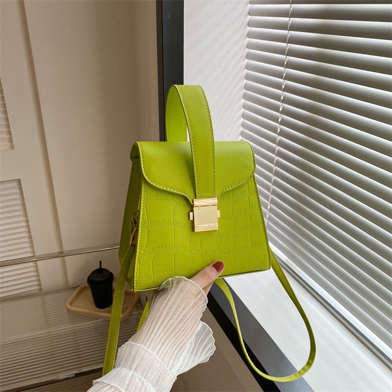 Crocodile Embossed Lock Top-Handle Crossbody Bag view 3