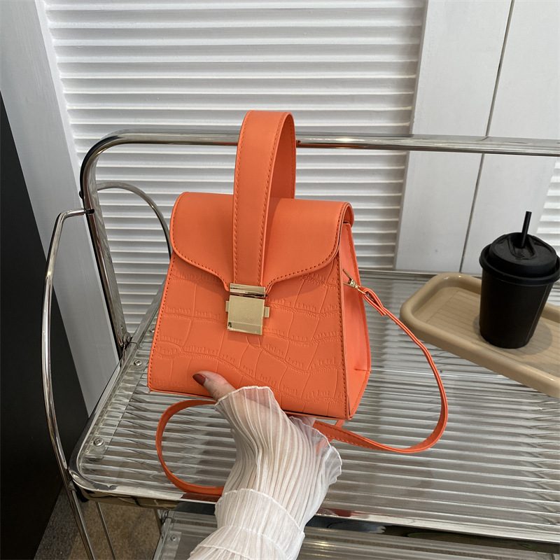 Crocodile Embossed Lock Top-Handle Crossbody Bag view 4