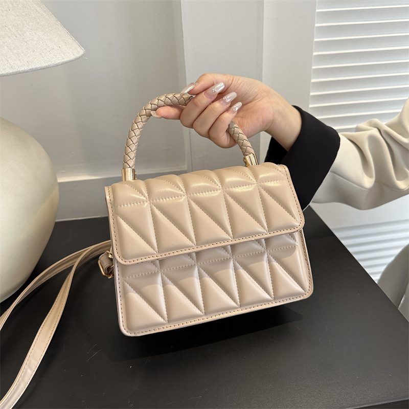 Quilted Diamond Top-Handle Crossbody Bag