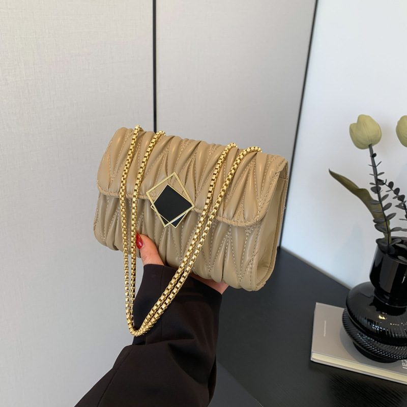 Chain Quilted Ruched Square Bag view 2