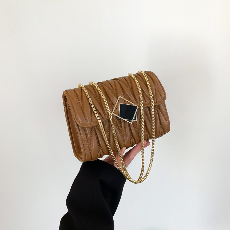 Chain Quilted Ruched Square Bag view 4