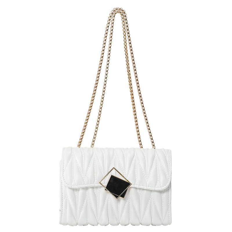 Chain Quilted Ruched Square Bag view 6