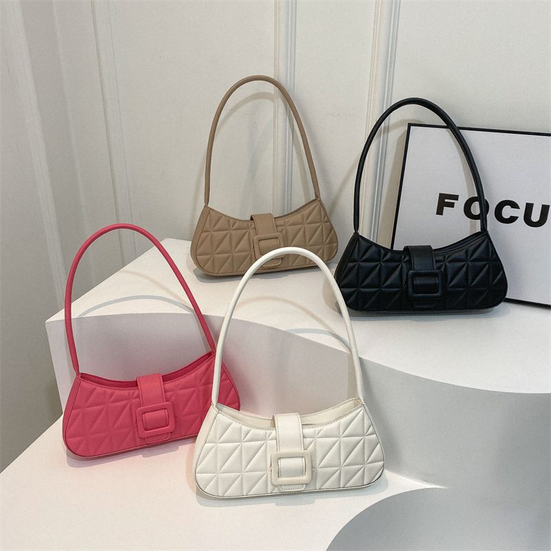 Quilted Stitched Shoulder Baguette Bag