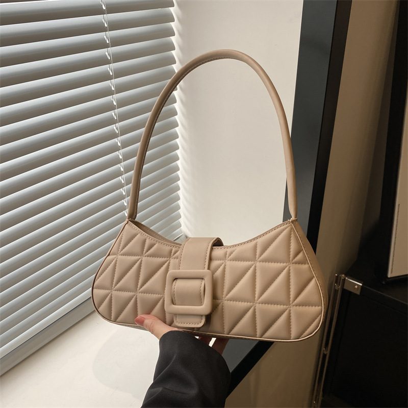 Quilted Stitched Shoulder Baguette Bag view 2