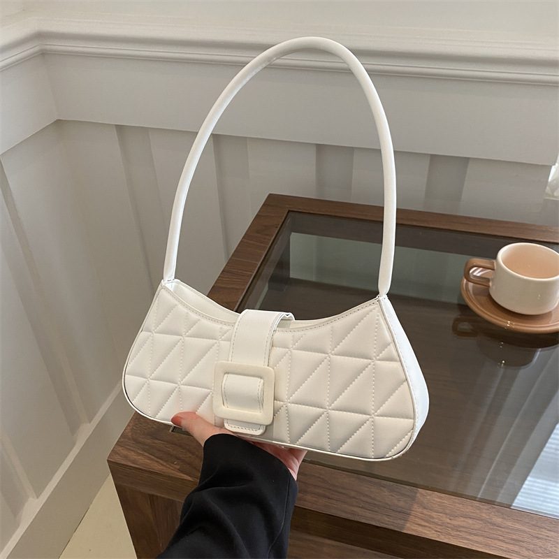 Quilted Stitched Shoulder Baguette Bag view 3