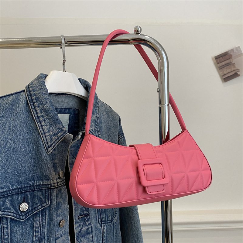Quilted Stitched Shoulder Baguette Bag view 4