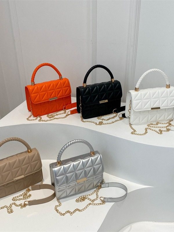 Quilted Retro Crossbody Top-Handle Bag