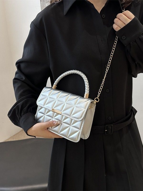 Quilted Retro Crossbody Top-Handle Bag view 2