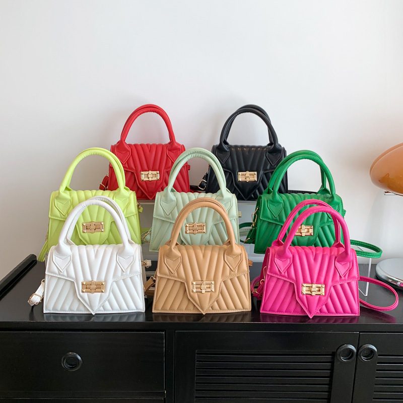 Quilted Candy Color Top-Handle Crossbody Bag