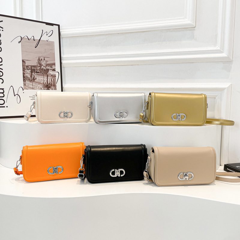 Quilted Lock Crossbody Square Bag
