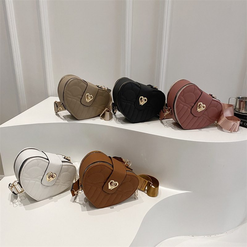 Quilted Heart Lock Crossbody Phone Bag