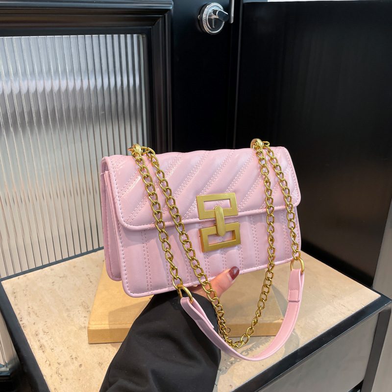 Quilted Chain Stitch Crossbody Square Bag view 3
