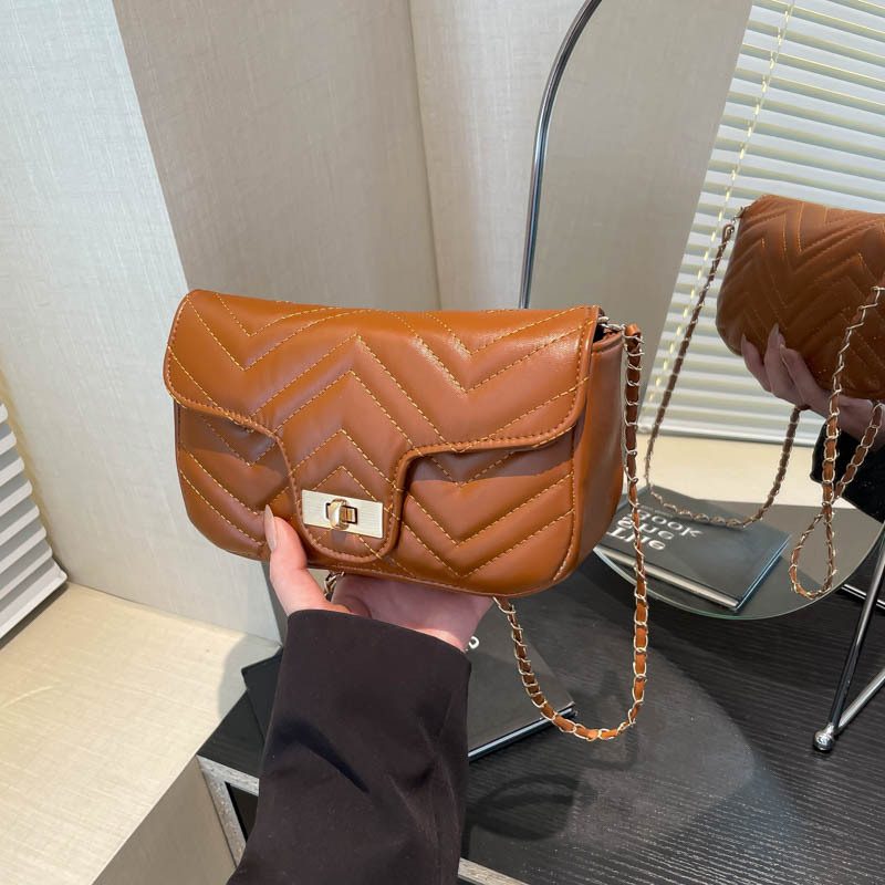 Quilted Chain Lock Crossbody Square Bag view 2
