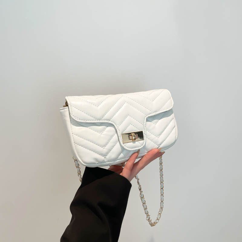 Quilted Chain Lock Crossbody Square Bag view 3