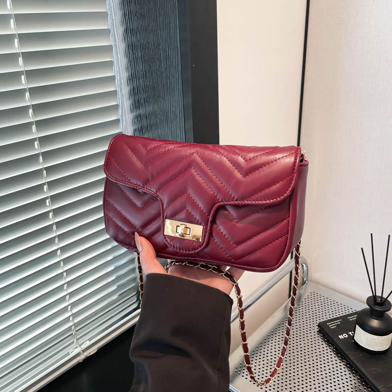 Quilted Chain Lock Crossbody Square Bag view 4