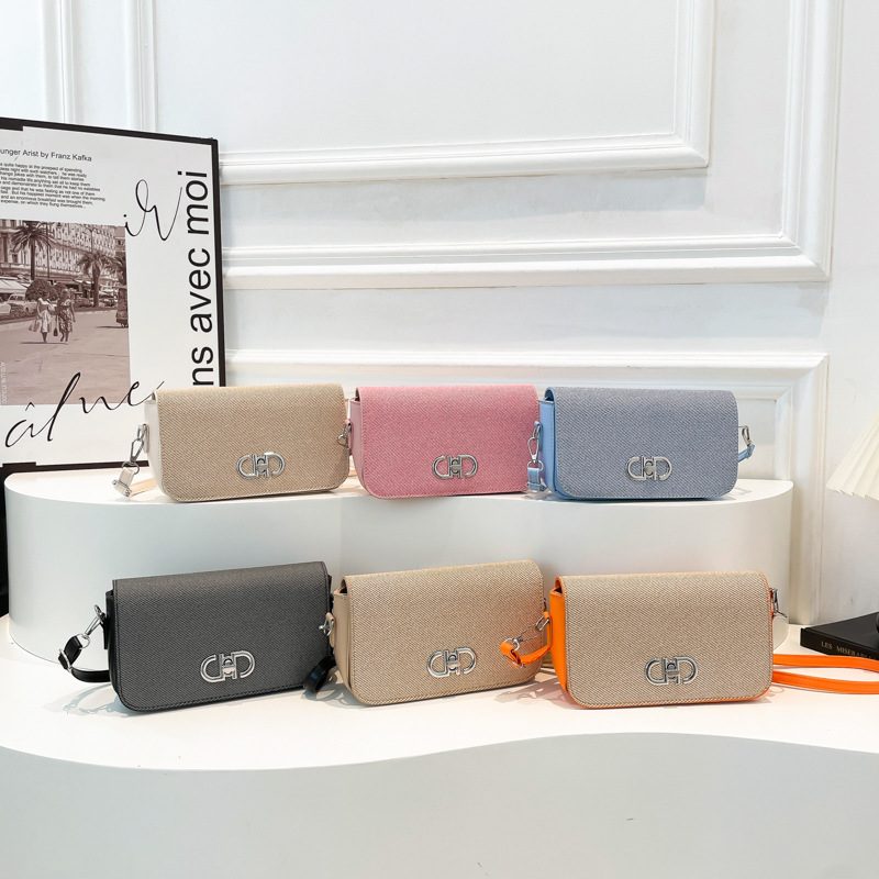 Color Block Quilted Lock Crossbody Square Bag