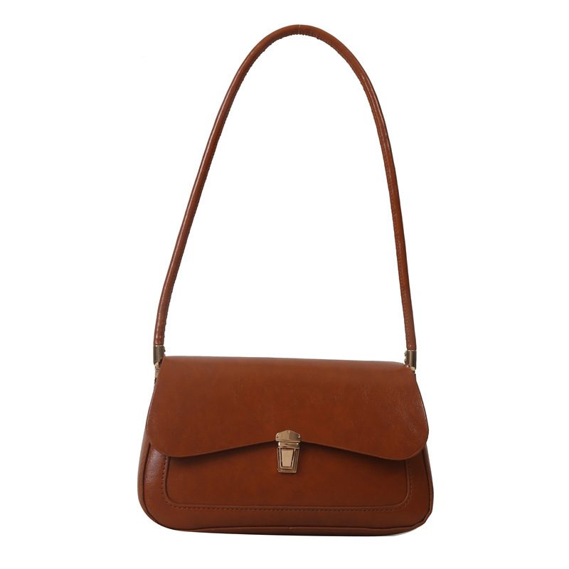 French Retro Quilted Lock Shoulder Bag view 5
