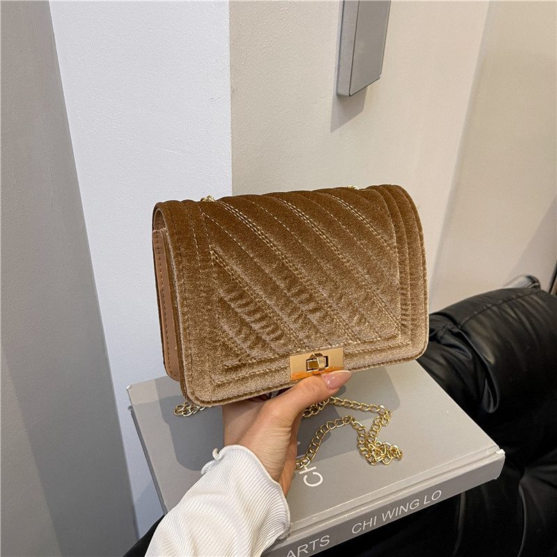 Velvet Quilted Lock Crossbody Bag view 3