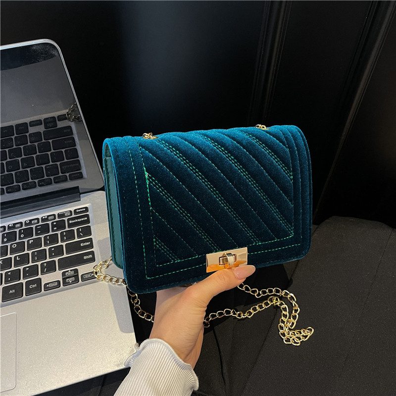 Velvet Quilted Lock Crossbody Bag view 4