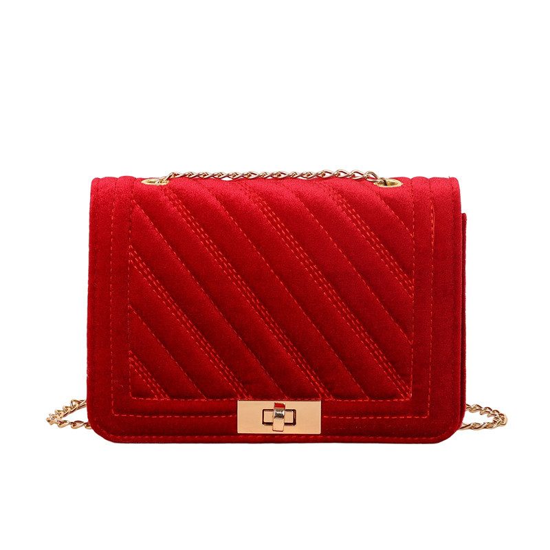 Velvet Quilted Lock Crossbody Bag view 5