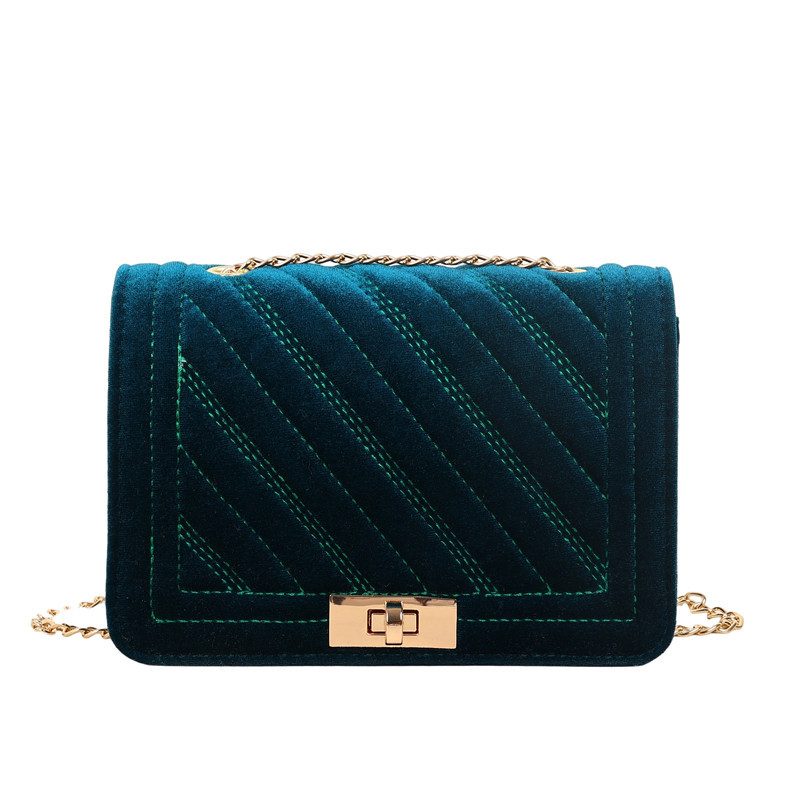 Velvet Quilted Lock Crossbody Bag view 7