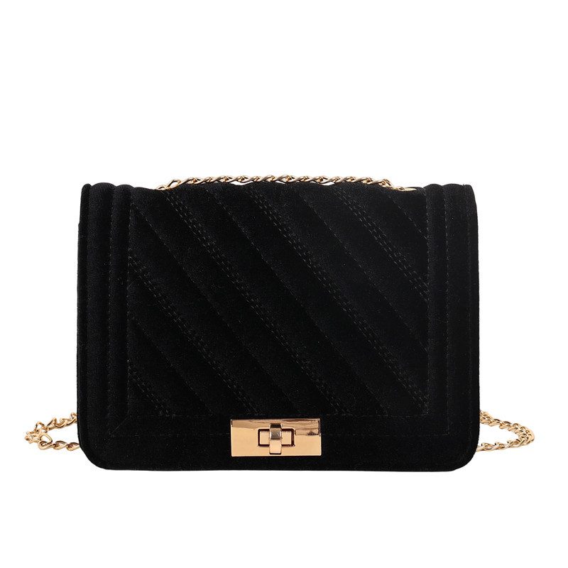 Velvet Quilted Lock Crossbody Bag view 9