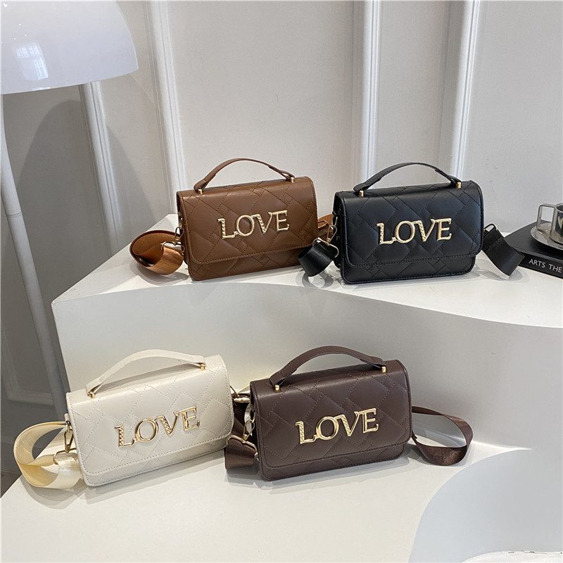 Quilted Letter Chain Pillow Crossbody Bag