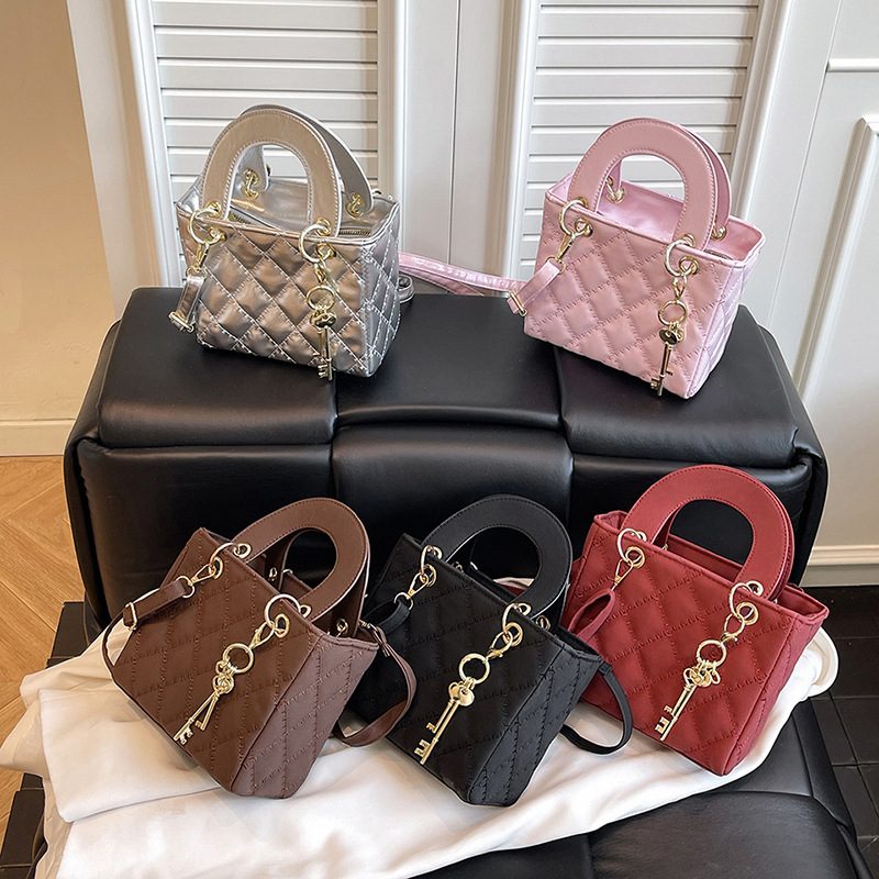 Quilted Diamond Top-Handle Crossbody Bag