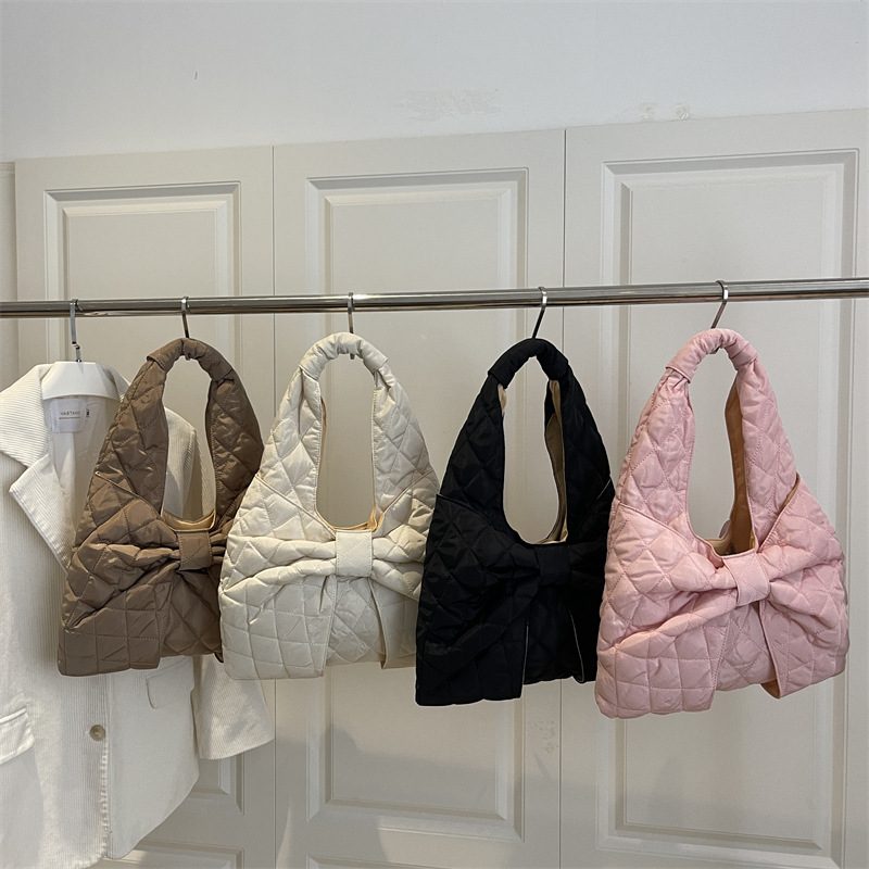 Quilted Puffer Tote with Bow