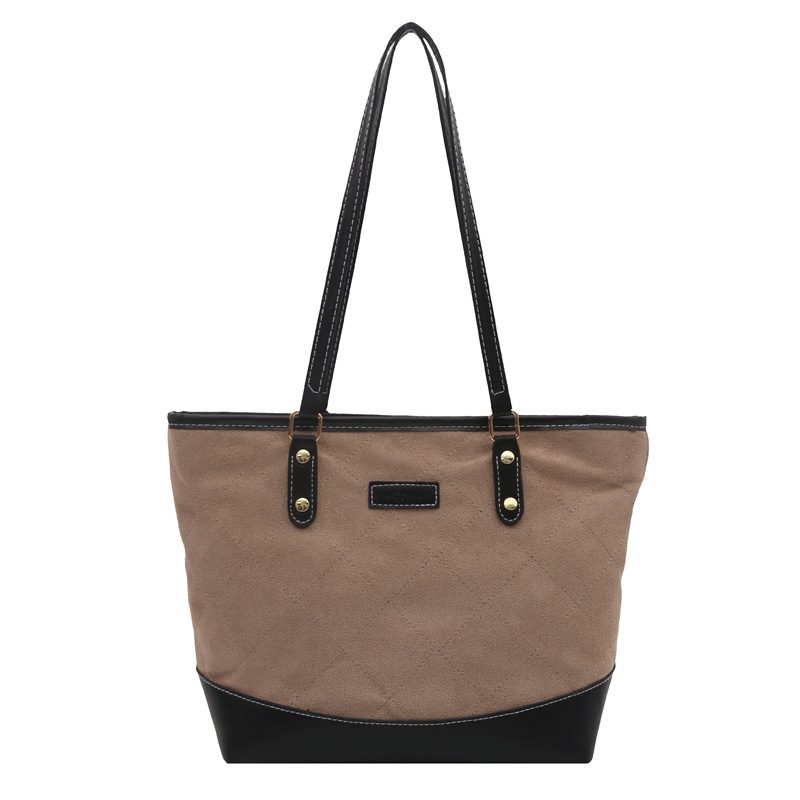 Quilted Color Block Shoulder Tote Bag view 6