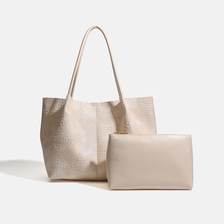 Quilted Stitched Large-Capacity Tote Bag