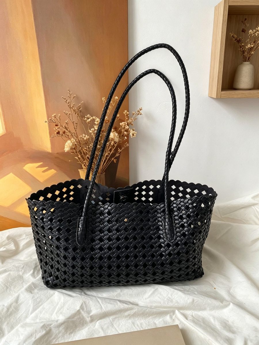 Quilted Large Shoulder Tote Bag Set view 6