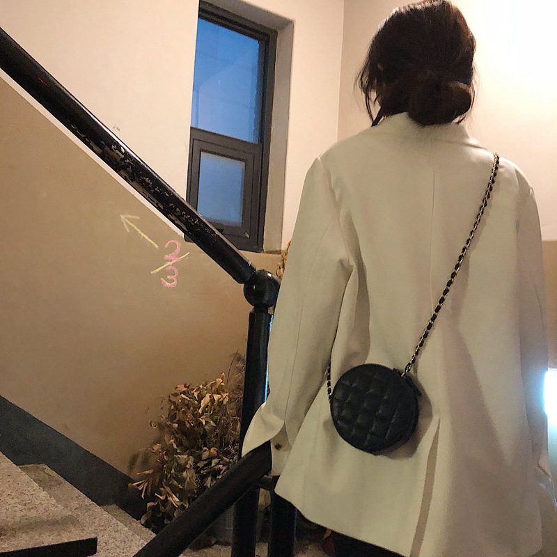 Quilted Chain Crossbody Bag Mini Round