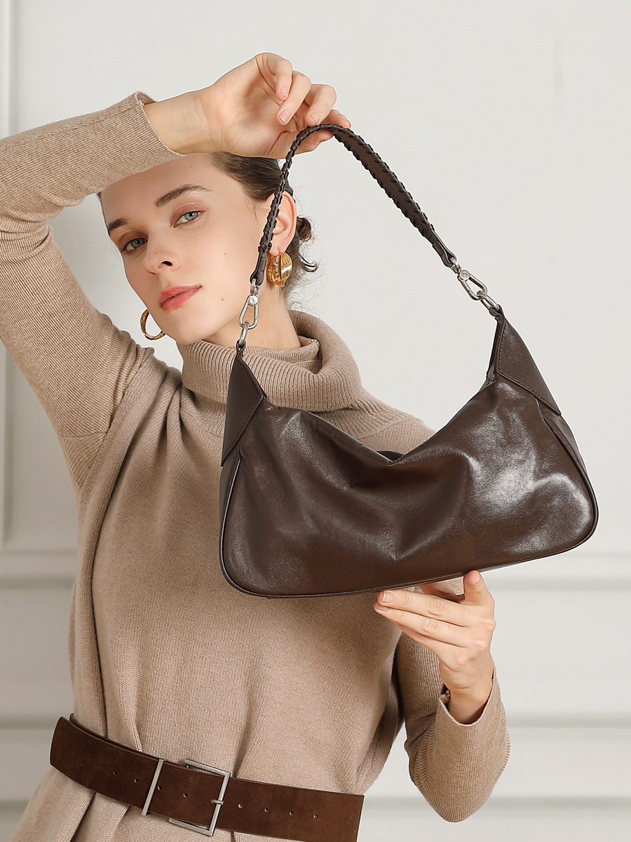 YY-SHO-024 crystal veg-tan hobo underarm shoulder bag in ancora red — wholesale crystal hobo YANYAN
