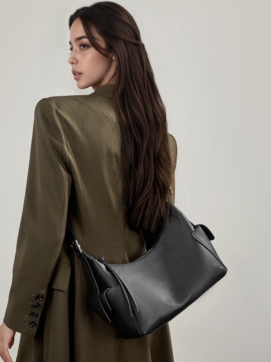 YY-SHO-028 veg-tan hobo toast shoulder crossbody in coffee — wholesale hobo toast bag YANYAN