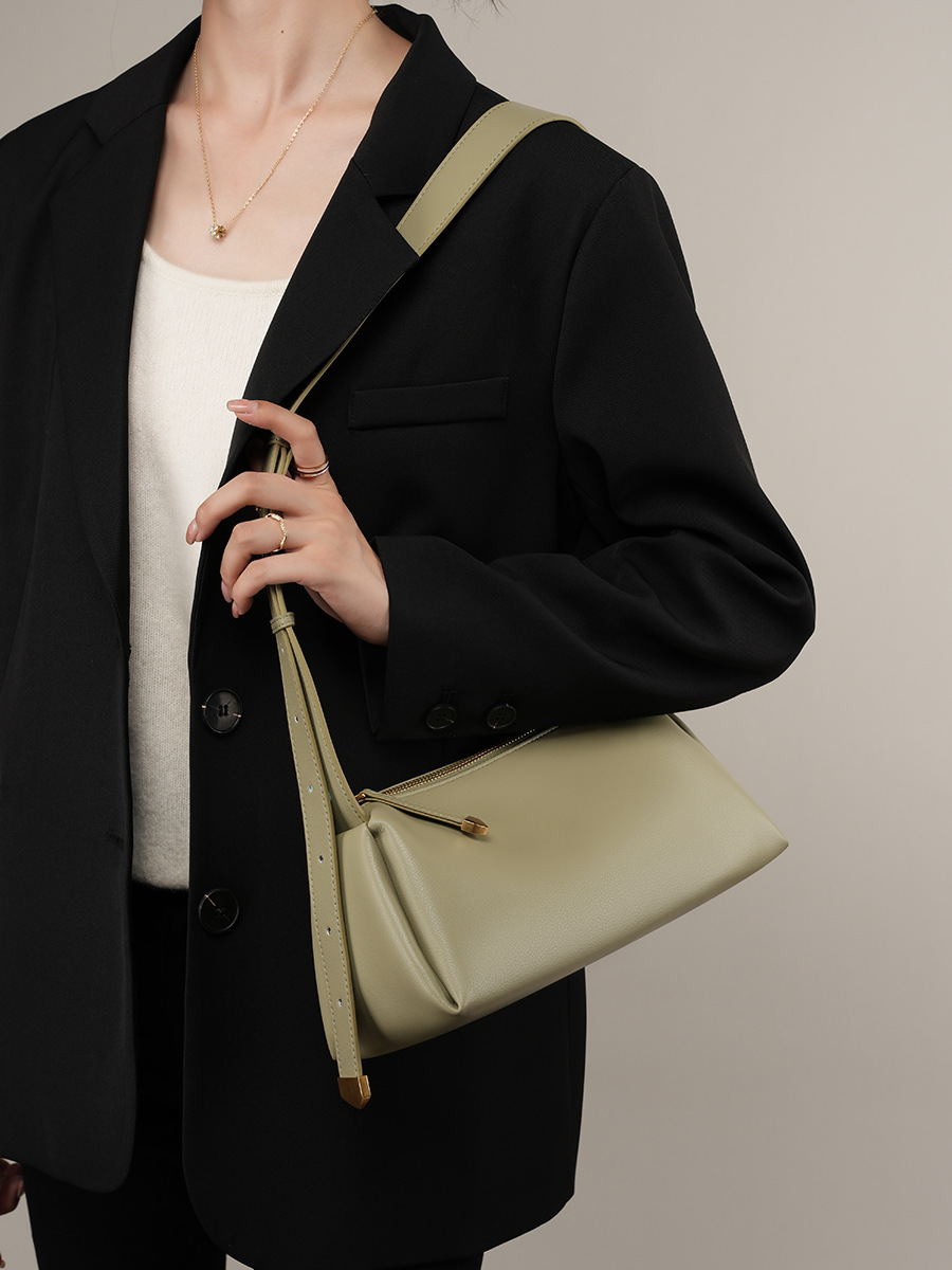 Soft Cowhide Baguette Underarm Shoulder — Apricot Single-Colour view 4