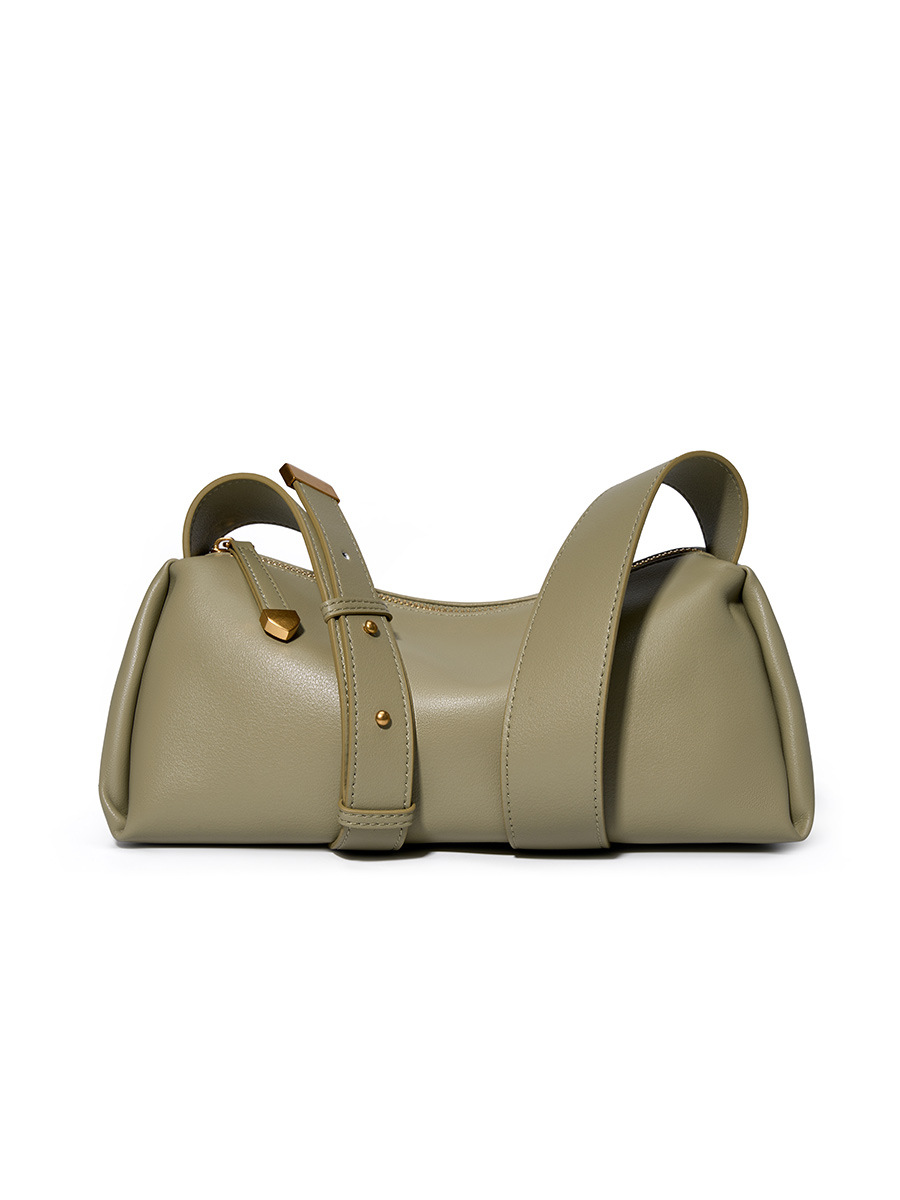Soft Cowhide Baguette Underarm Shoulder — Apricot Single-Colour view 5