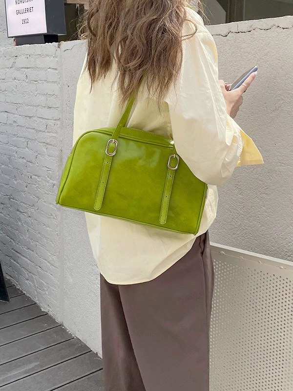 Green PU Leather Shoulder Bag for wholesale OEM — YANYAN Bags Guangzhou handbag factory