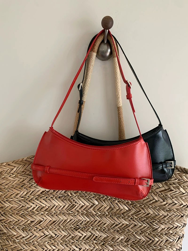 Red PU Leather Shoulder Bag for wholesale OEM — YANYAN Bags Guangzhou handbag factory