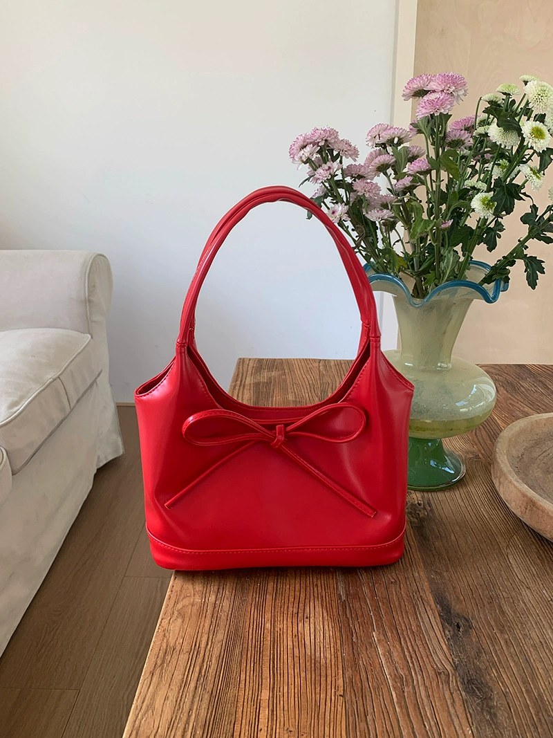 Red PU Leather Shoulder Bag for wholesale OEM — YANYAN Bags Guangzhou handbag factory