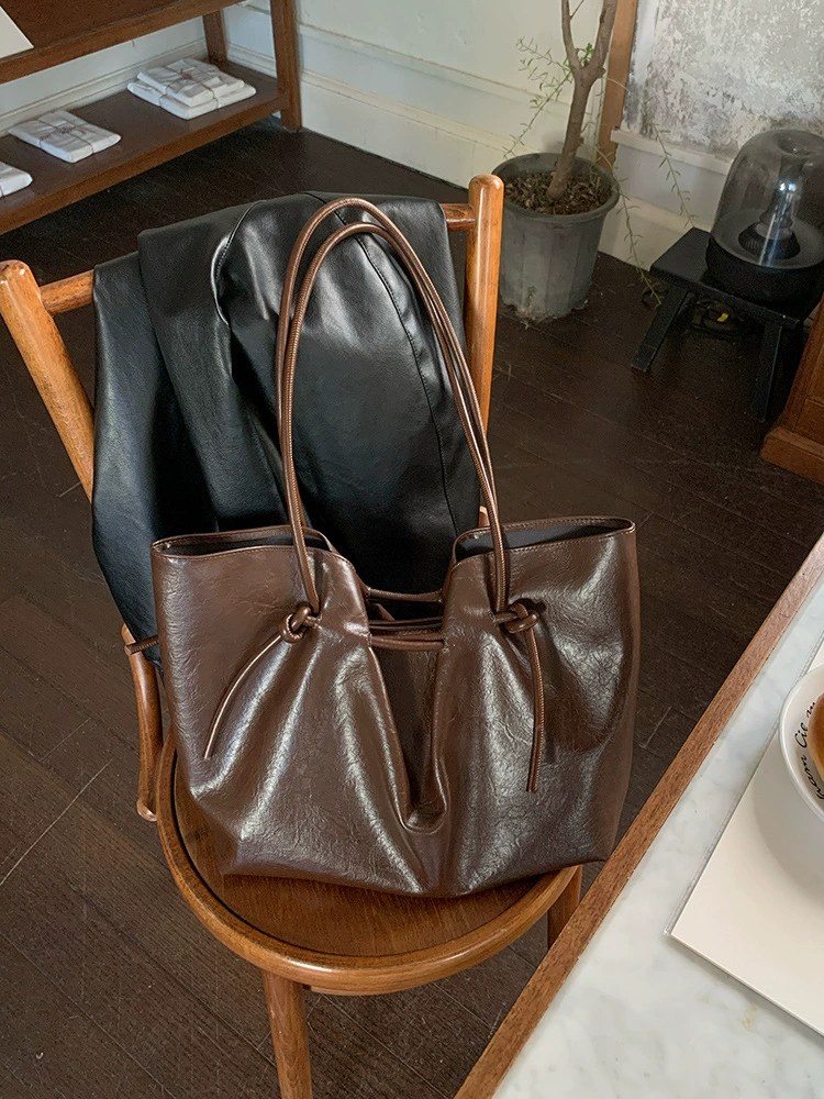 Brown PU Leather Shoulder Bag for wholesale OEM — YANYAN Bags Guangzhou handbag factory