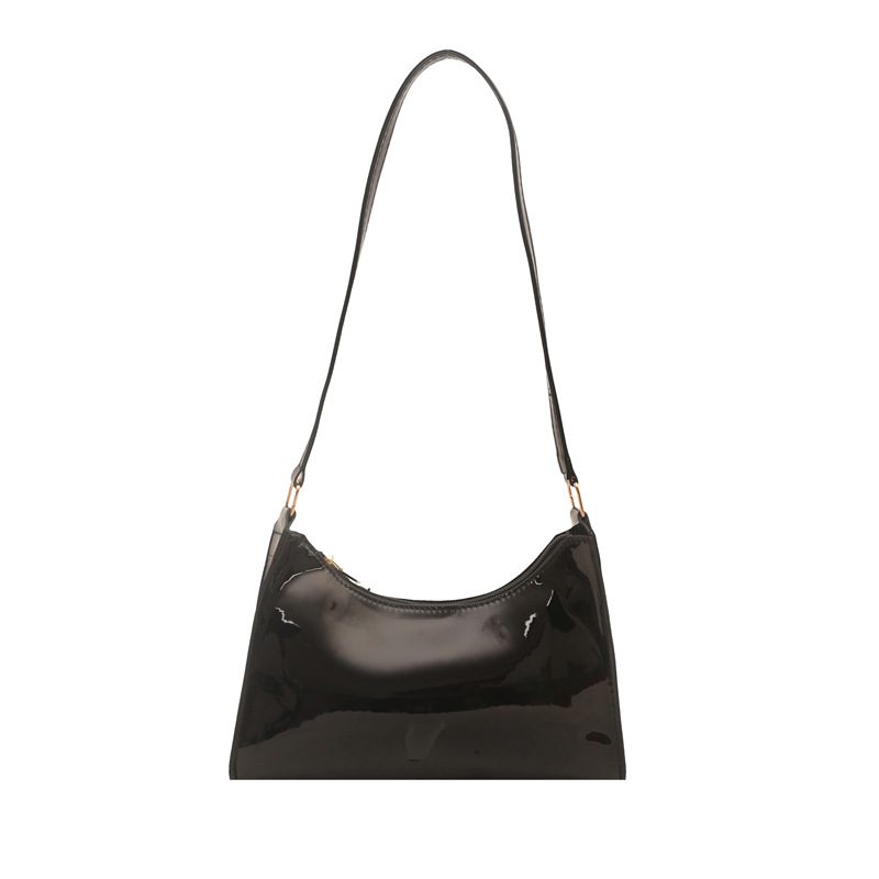 Bolsa Baguete de Ombro Minimalista em Couro Patente view 6