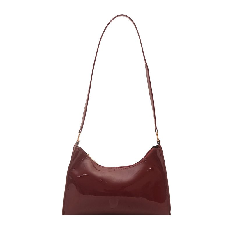 Bolsa Baguete de Ombro Minimalista em Couro Patente view 7