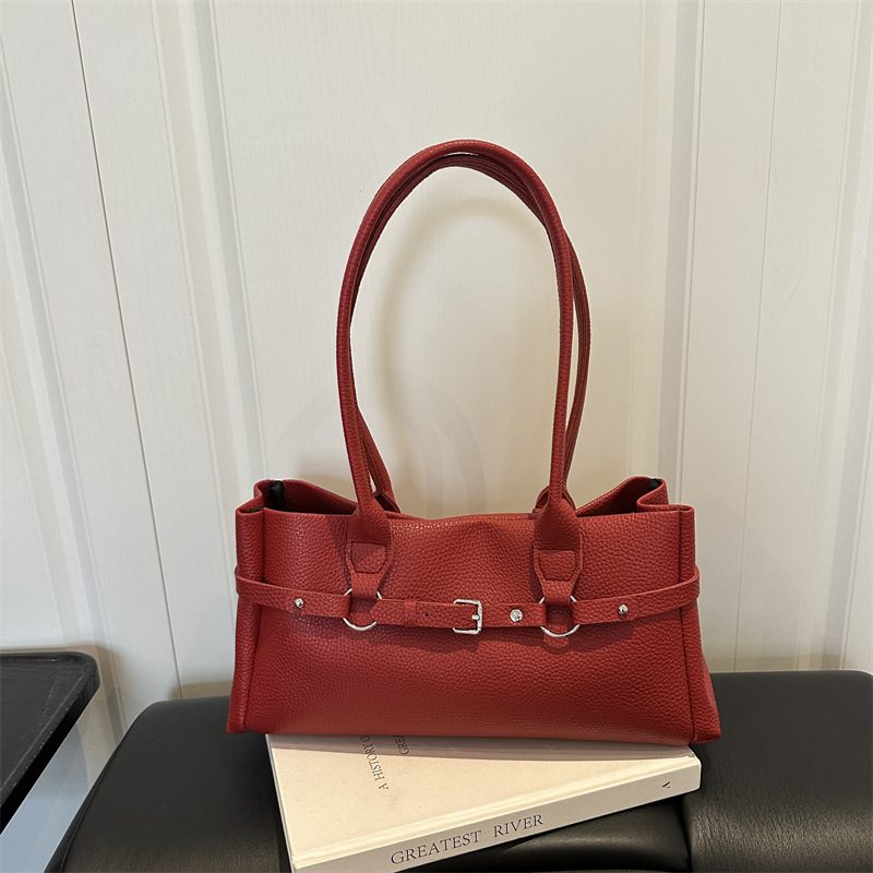 Vintage Oil Leather Baguette Shoulder Bag view 2