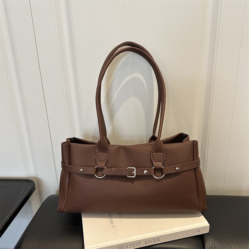 Vintage Oil Leather Baguette Shoulder Bag view 3