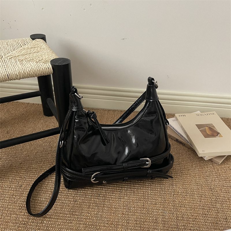 Vintage Moto Studded Shoulder Bag view 3