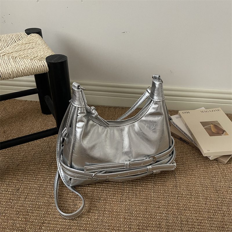 Vintage Moto Studded Shoulder Bag view 4