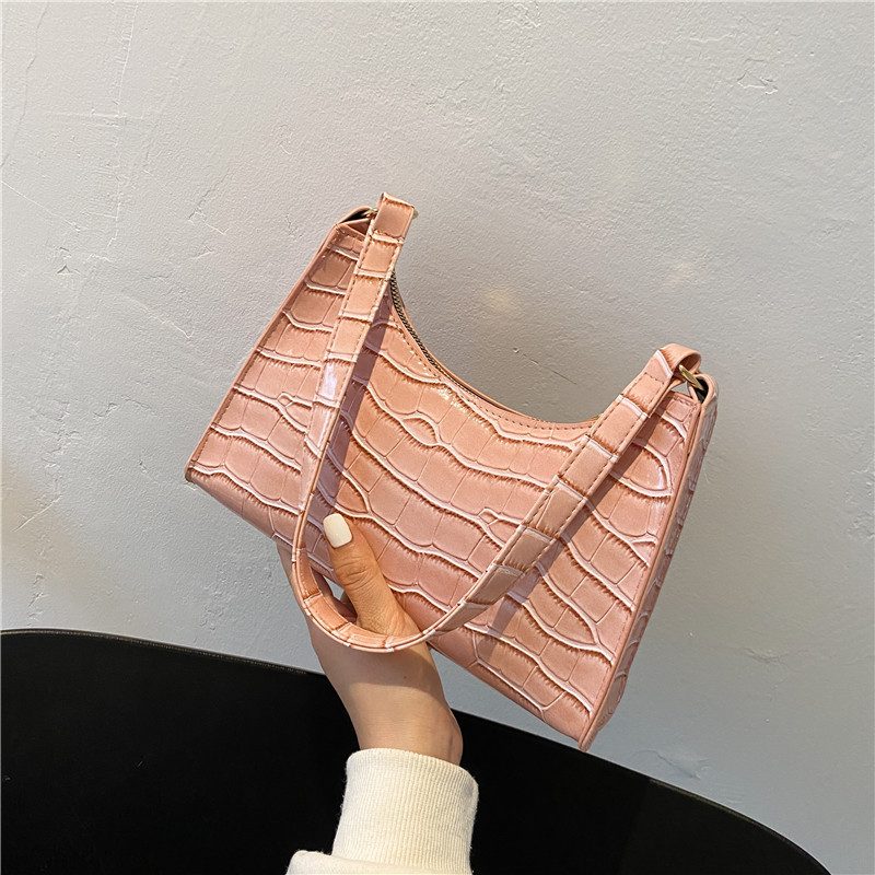Crocodile Embossed Minimalist Shoulder Bag view 10